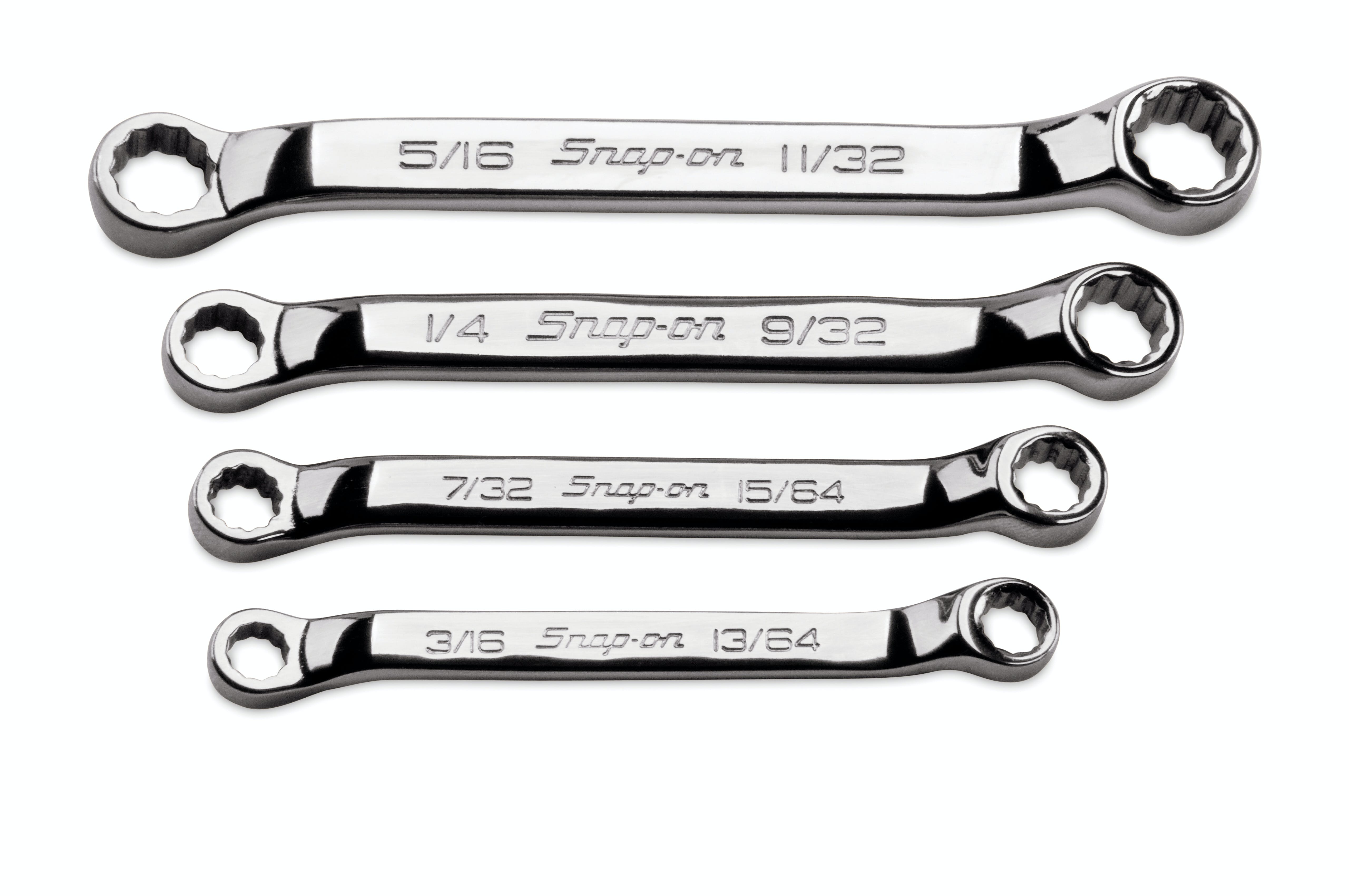 4 pc 12-Point SAE Flank Drive® Midget 10° Offset Box Wrench Set (3/16-11/32 4 pc 12-Point SAE Flank Drive® Midget 10° Offset Box Wrench Set (3/16-11/32